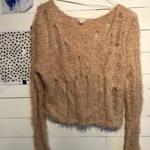 Distressed Fuzzy Sweater